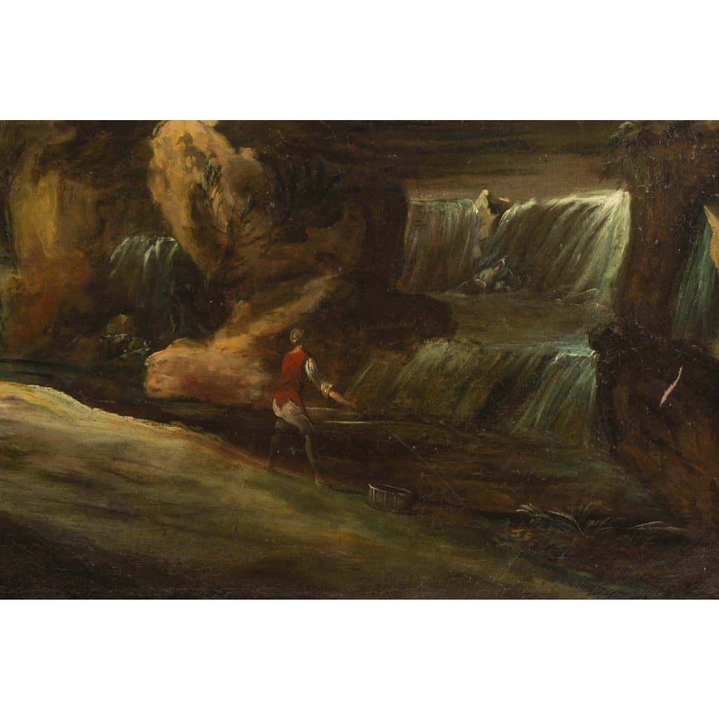 Paire de tableaux paysages italiens 18e siècle 9