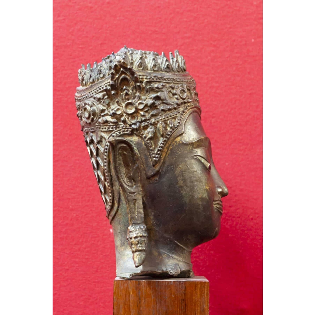 Tête de Bouddha bronze Sian Royaume d’Ayuthya 18e siècle | Biron Tête de Bouddha bronze Sian Royaume d'Ayuthya 18e siècle