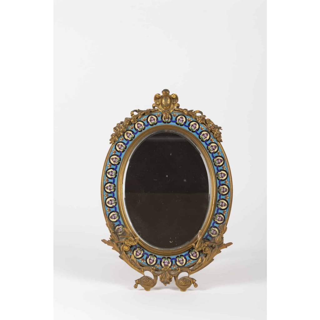 Miroir en émail cloisonné et bronze fin 19e siècle | Biron |||||||