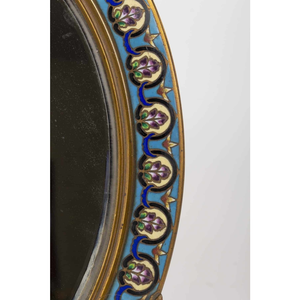Miroir en émail cloisonné et bronze fin 19e siècle | Biron Miroir en émail cloisonné et bronze fin 19e siècle
