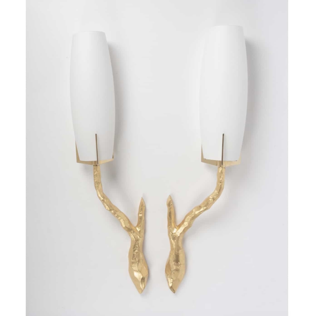 Paire d’appliques en bronze doré de la Maison Arlus, France, 1960 | Biron ||||||