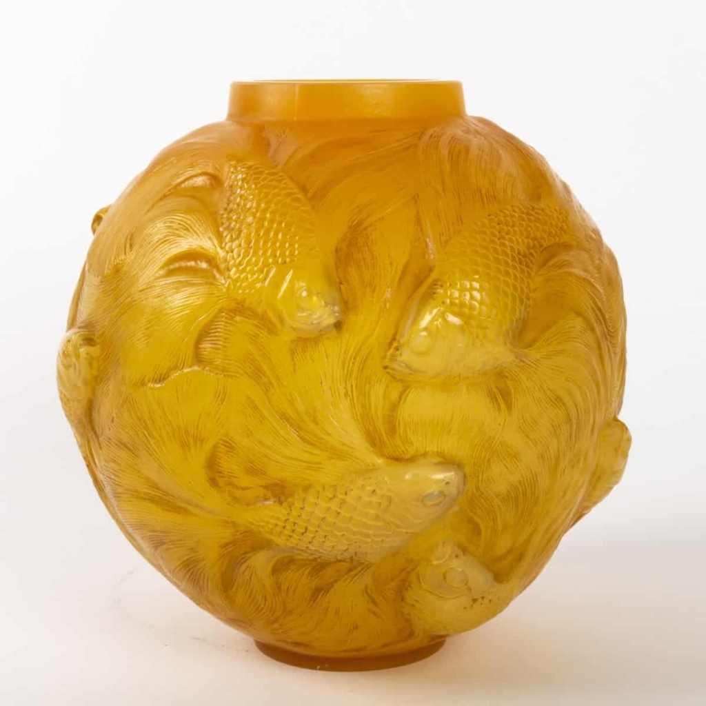 René LALIQUE (1860 – 1945) Vase FORMOSE Butterscotch | Biron René LALIQUE (1860 - 1945) Vase FORMOSE Butterscotch