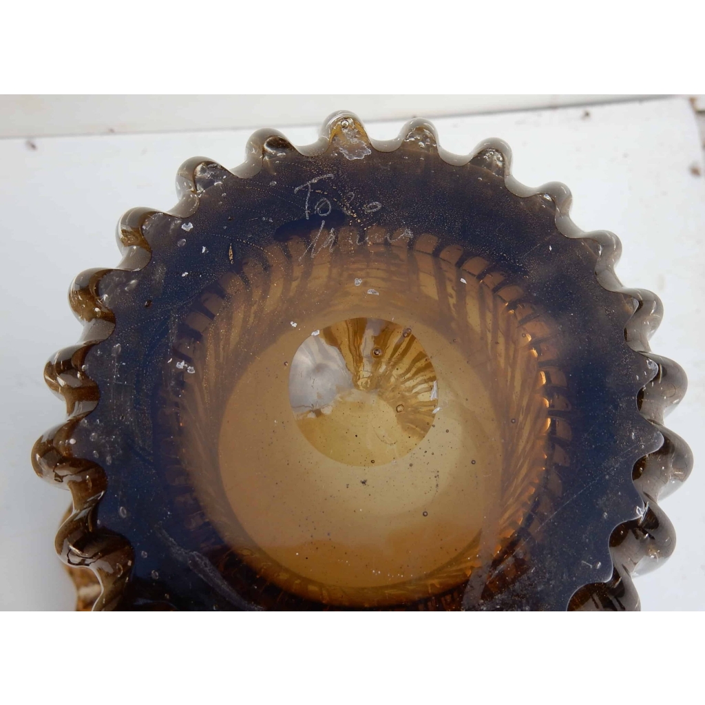 1970′ Paire De Vases Cristal Murano Fumés Et Or Toso Signés | Biron 1970' Paire De Vases Cristal Murano Fumés Et Or Toso Signés