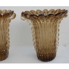 1970′ Paire De Vases Cristal Murano Fumés Et Or Toso Signés | Biron 1970' Paire De Vases Cristal Murano Fumés Et Or Toso Signés