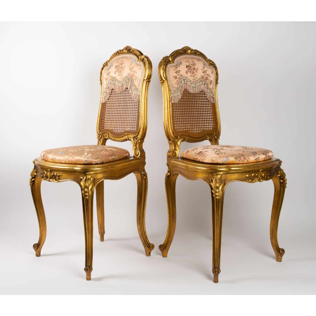 Paire de Chaises roses de Style LouisXV. Période: Napoléon III | Biron ||||||||||