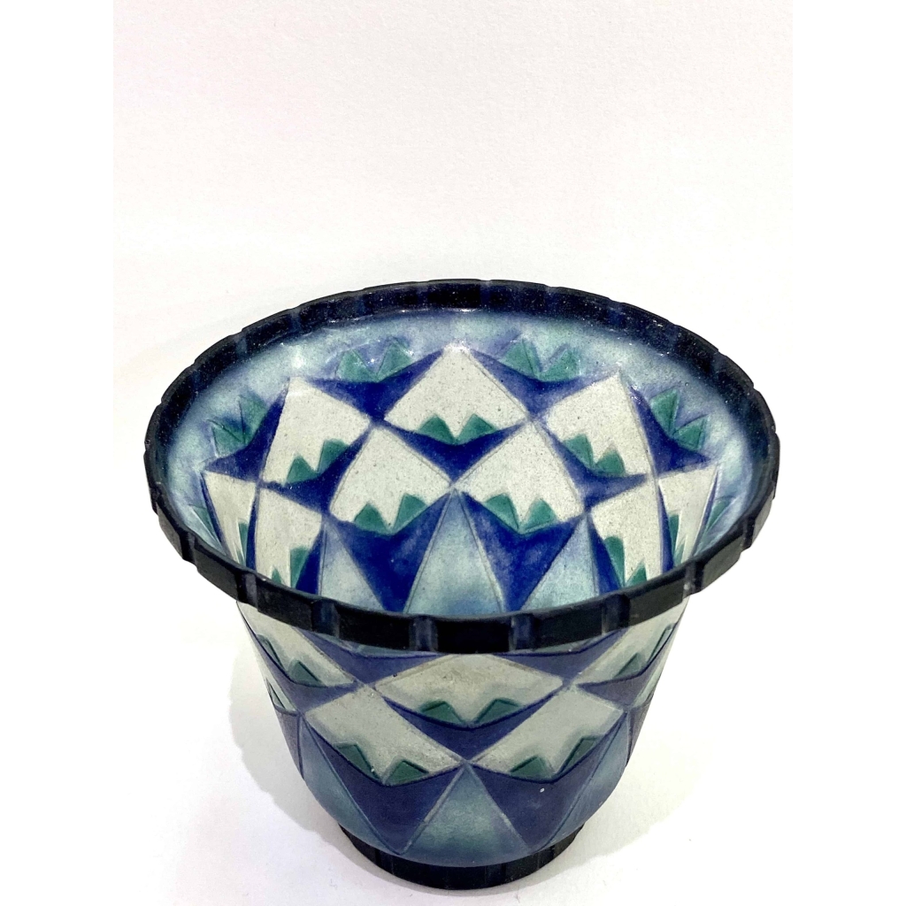 Vase « Palmettes » pâte de verre bleue, turquoise et blanche de Gabriel ARGY-ROUSSEAU | Biron Vase "Palmettes" pâte de verre bleue, turquoise et blanche de Gabriel ARGY-ROUSSEAU