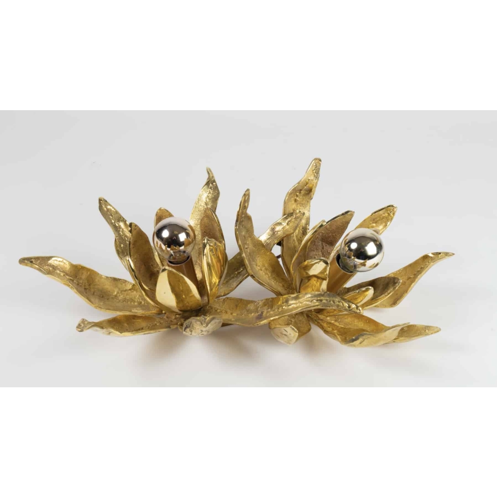 Grande Applique doubles modèle ‘Lotus » en Bronze de Paul Moerenhout, 1970. | Biron ||||||||||