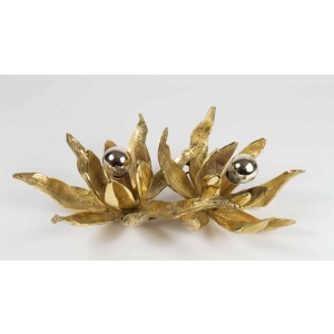 Grande Applique doubles modèle ‘Lotus » en Bronze de Paul Moerenhout, 1970. | Biron ||||||||||