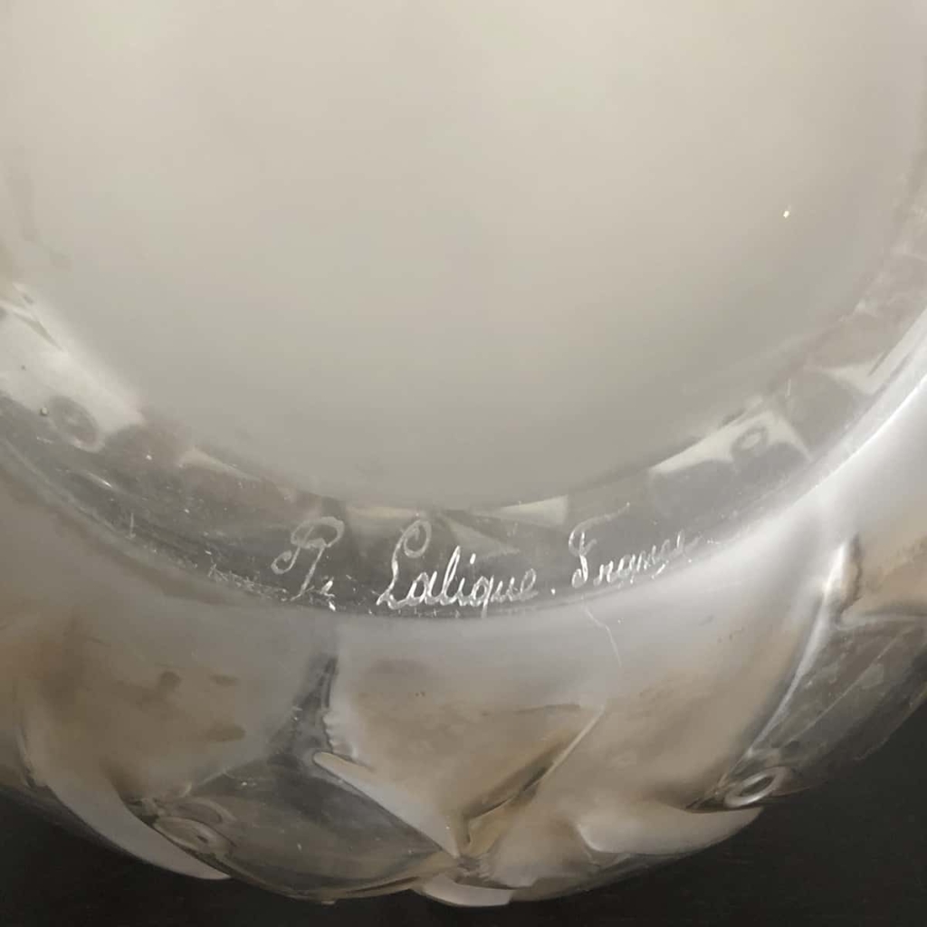 Vase "Penthièvre" verre blanc patiné sépia de René LALIQUE