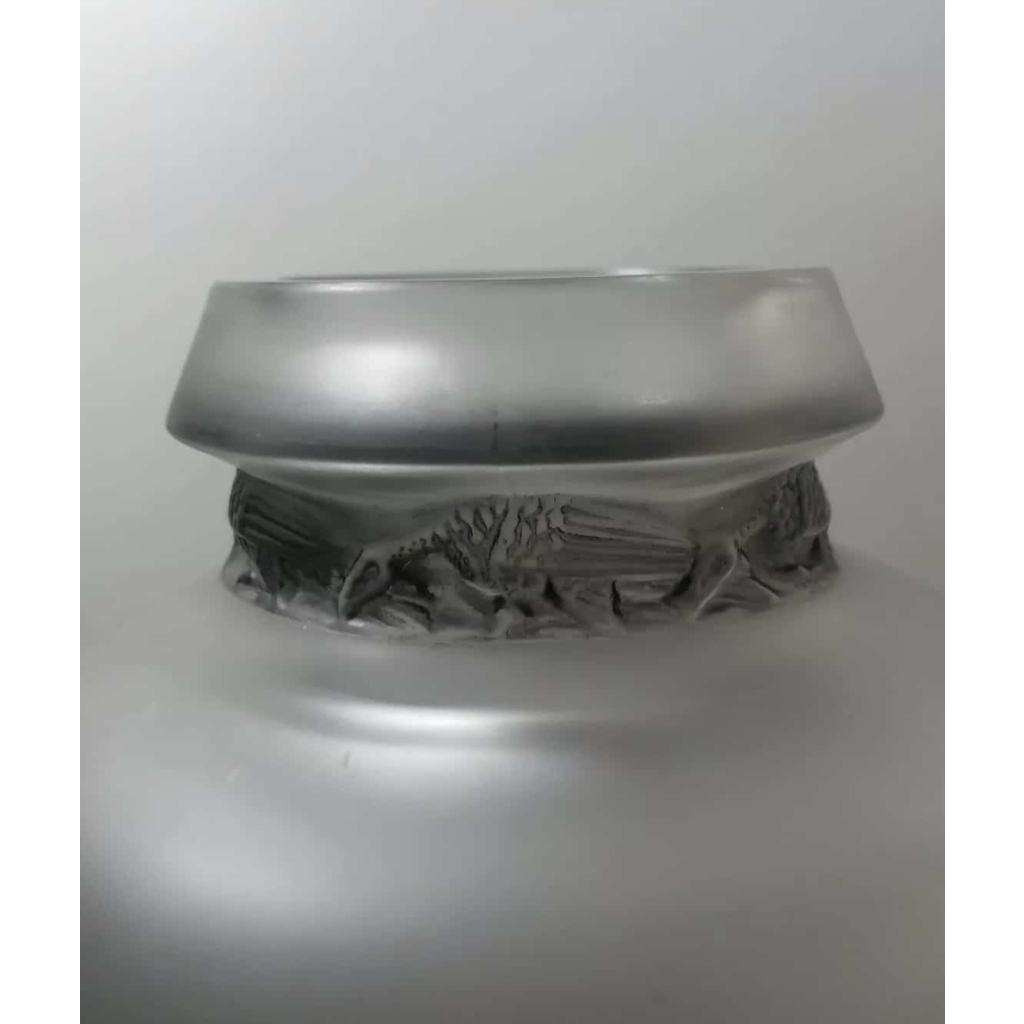 Vase « Frise Aigles » verre blanc patiné gris de René LALIQUE | Biron Vase "Frise Aigles" verre blanc patiné gris de René LALIQUE