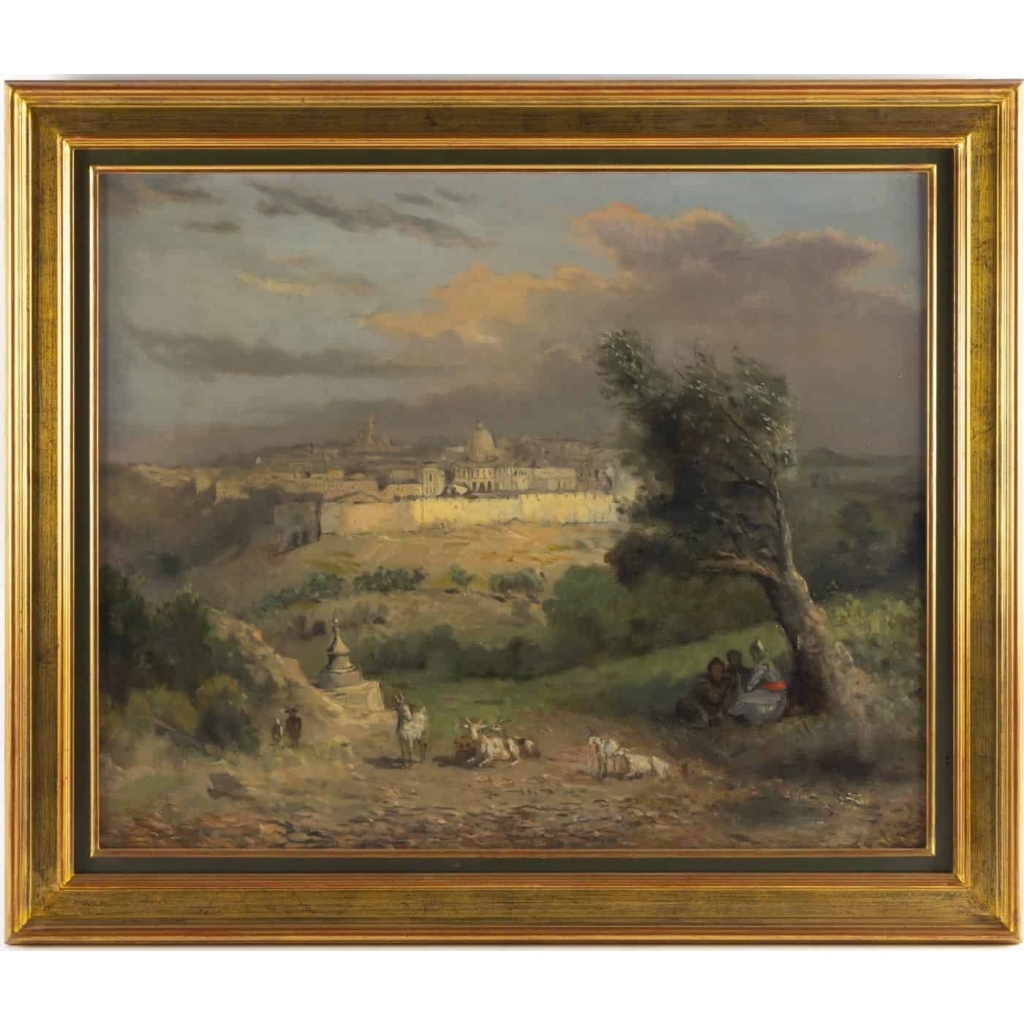 Vue de Jérusalem et du Mont des Oliviers :19e siècle | Biron Vue de Jérusalem et du Mont des Oliviers :19e siècle