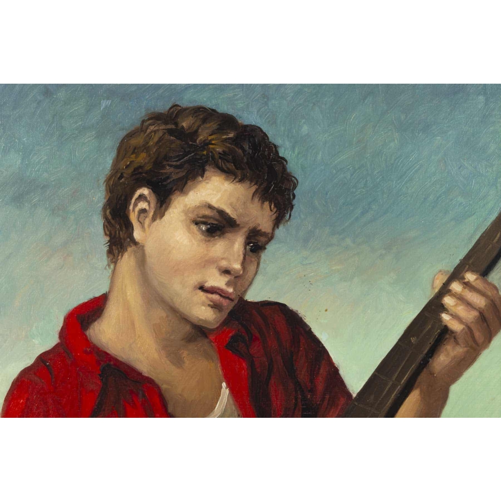 Huile sur toile "Le Guitariste" signé SOUNGOUROFF 20e siècle