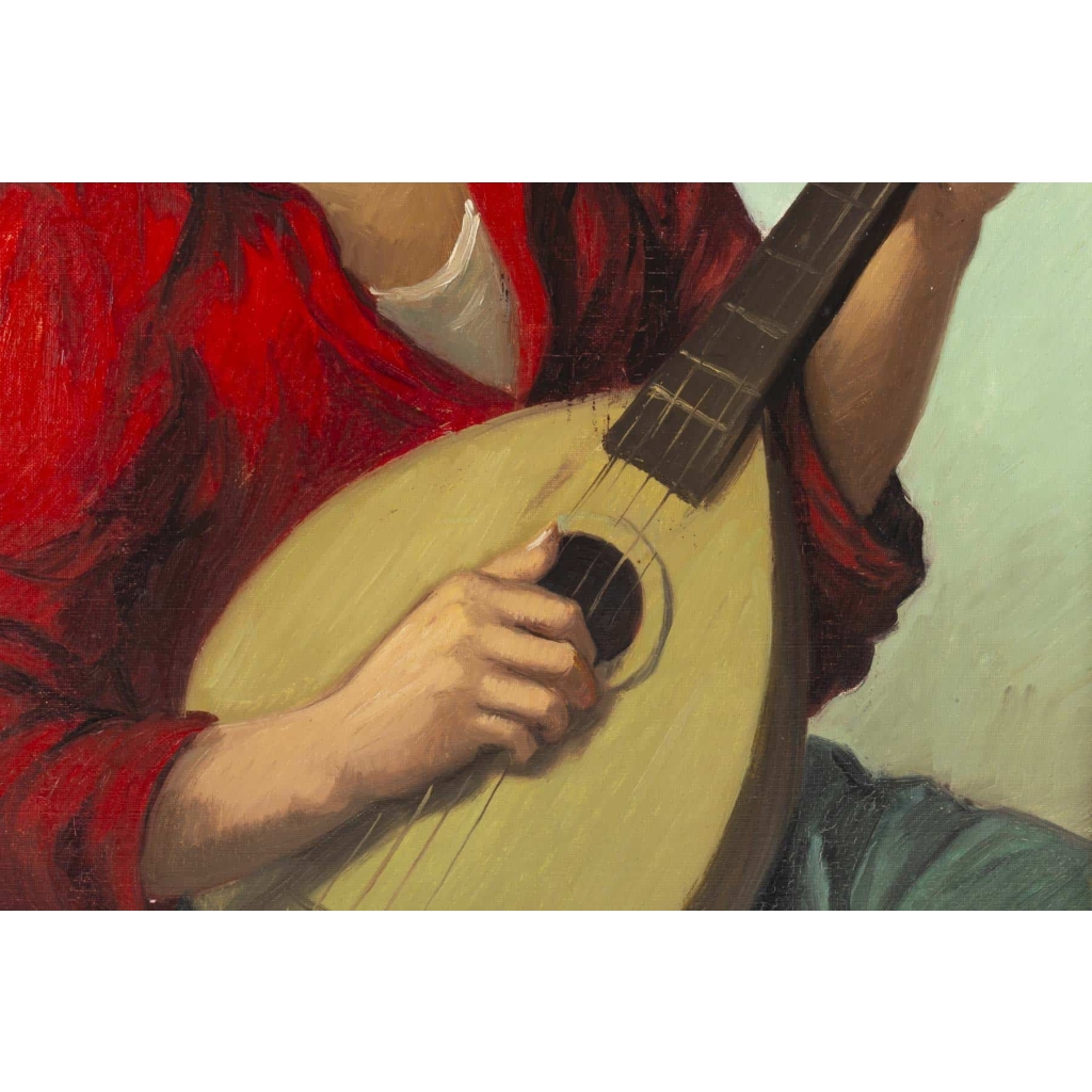 Huile sur toile "Le Guitariste" signé SOUNGOUROFF 20e siècle