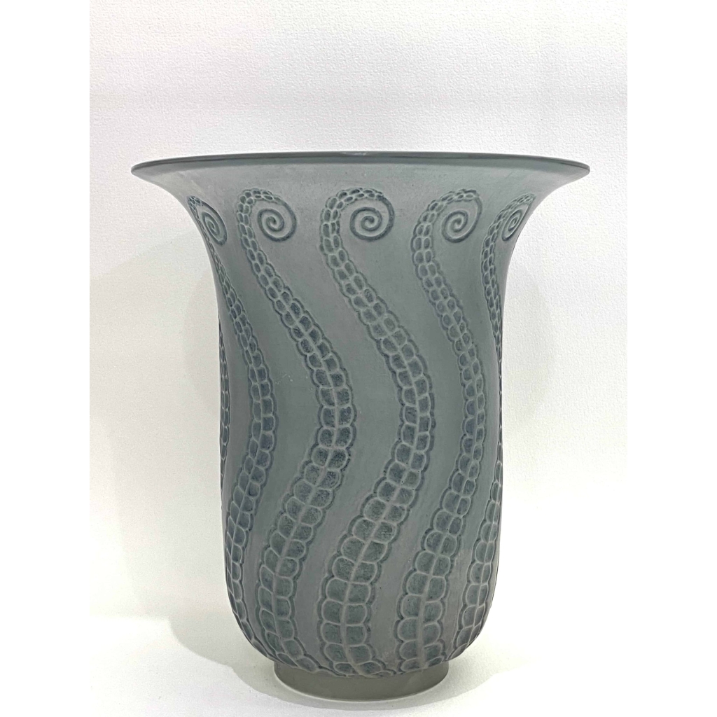 Vase « Méduse » verre blanc patiné bleu de René LALIQUE | Biron ||||