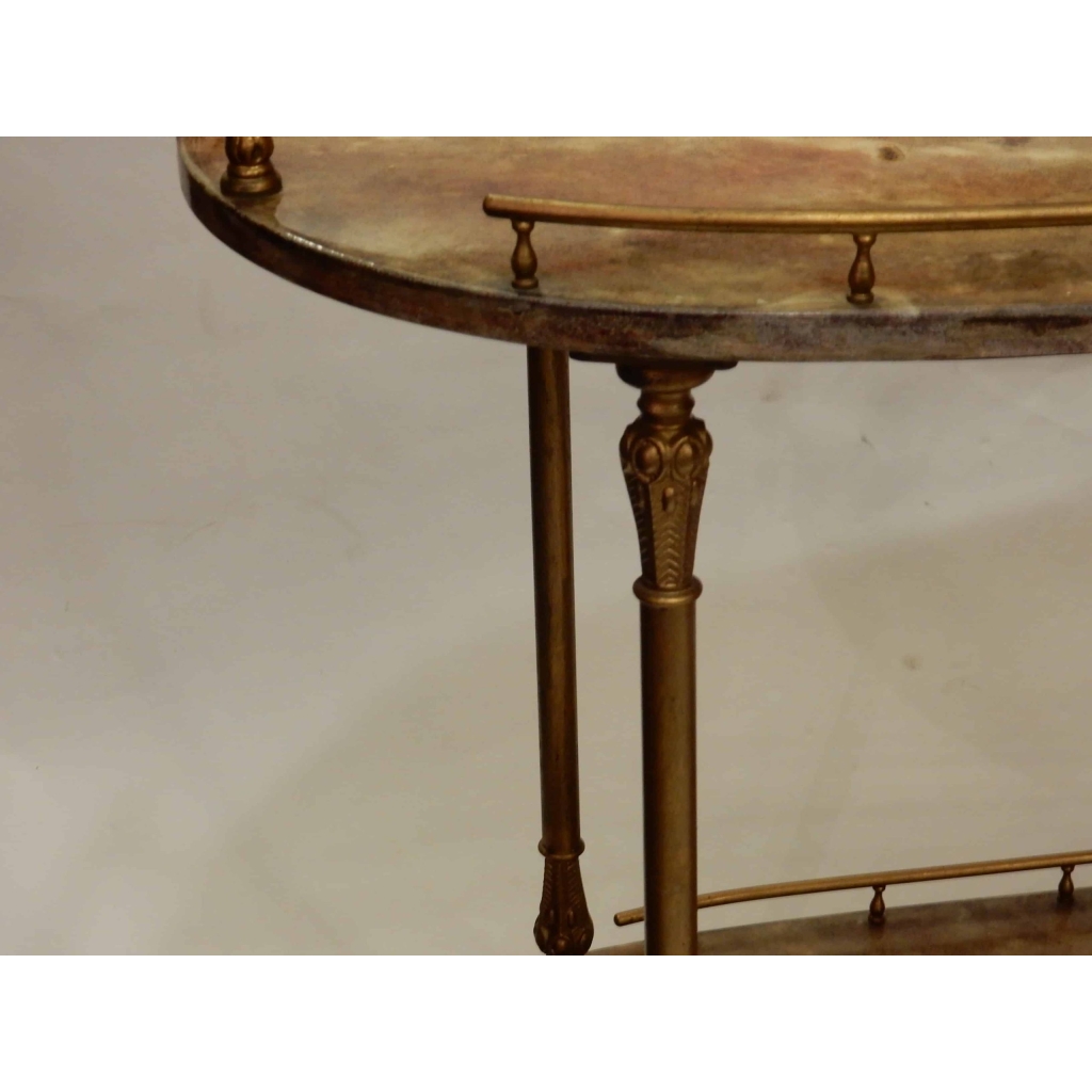 1970′ Bar Roulant Aldo Tura Bronze Doré Plateaux Gainés Peau De Chèvre | Biron 1970' Bar Roulant Aldo Tura Bronze Doré Plateaux Gainés Peau De Chèvre