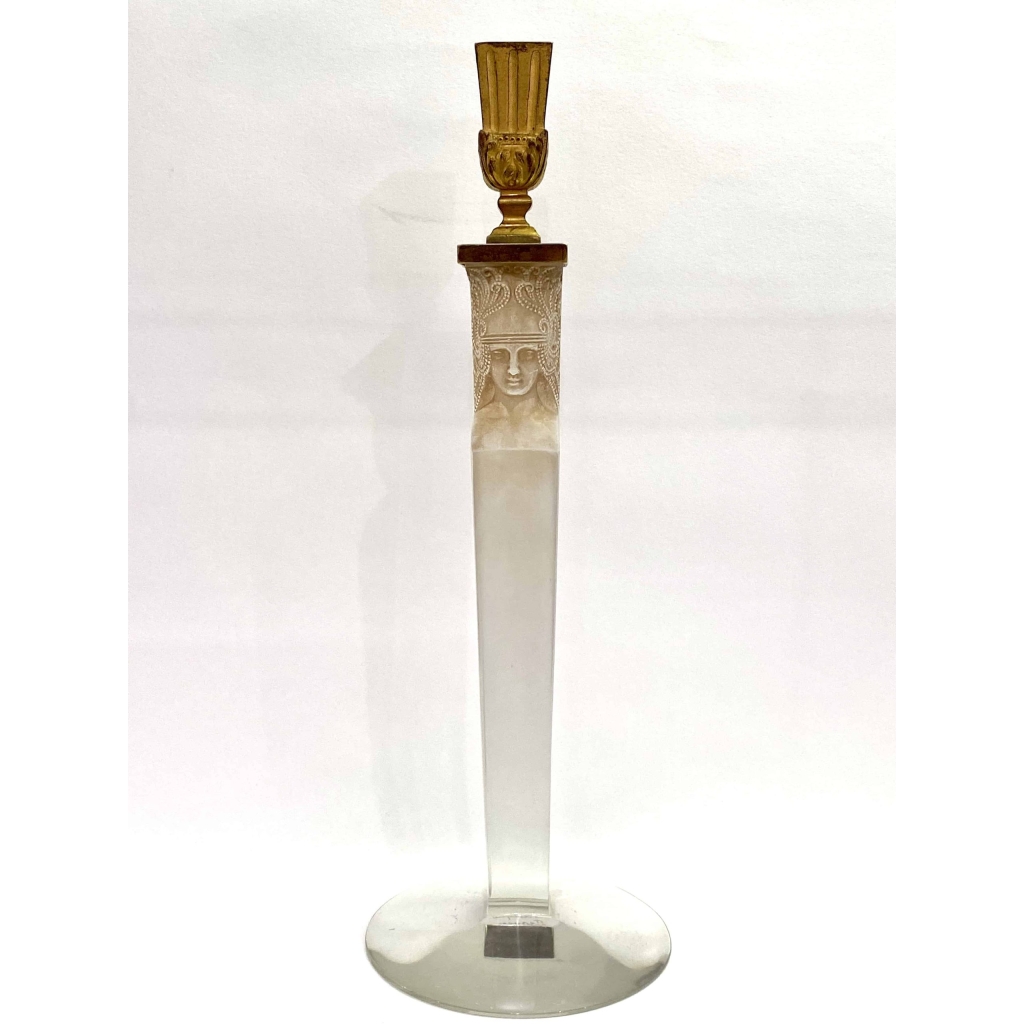 Chandelier Bougeoir « Cariatide » verre blanc patiné sépia de René LALIQUE | Biron |||||