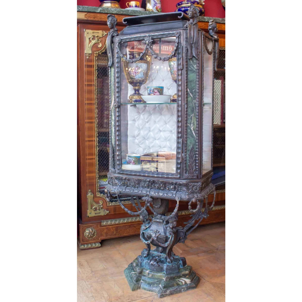 Vitrine en bronze et marbre vert Napoléon III | Biron ||||||