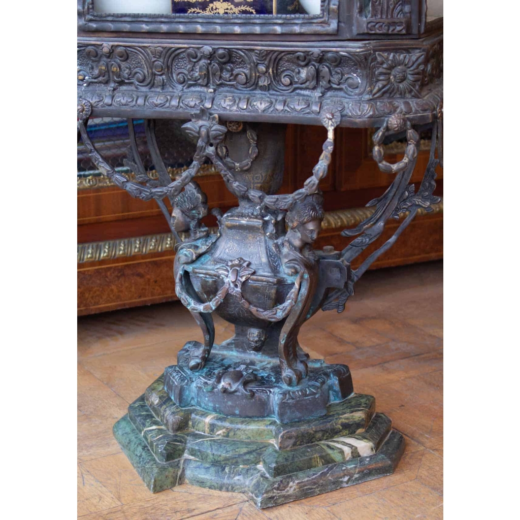 Vitrine en bronze et marbre vert Napoléon III | Biron Vitrine en bronze et marbre vert Napoléon III