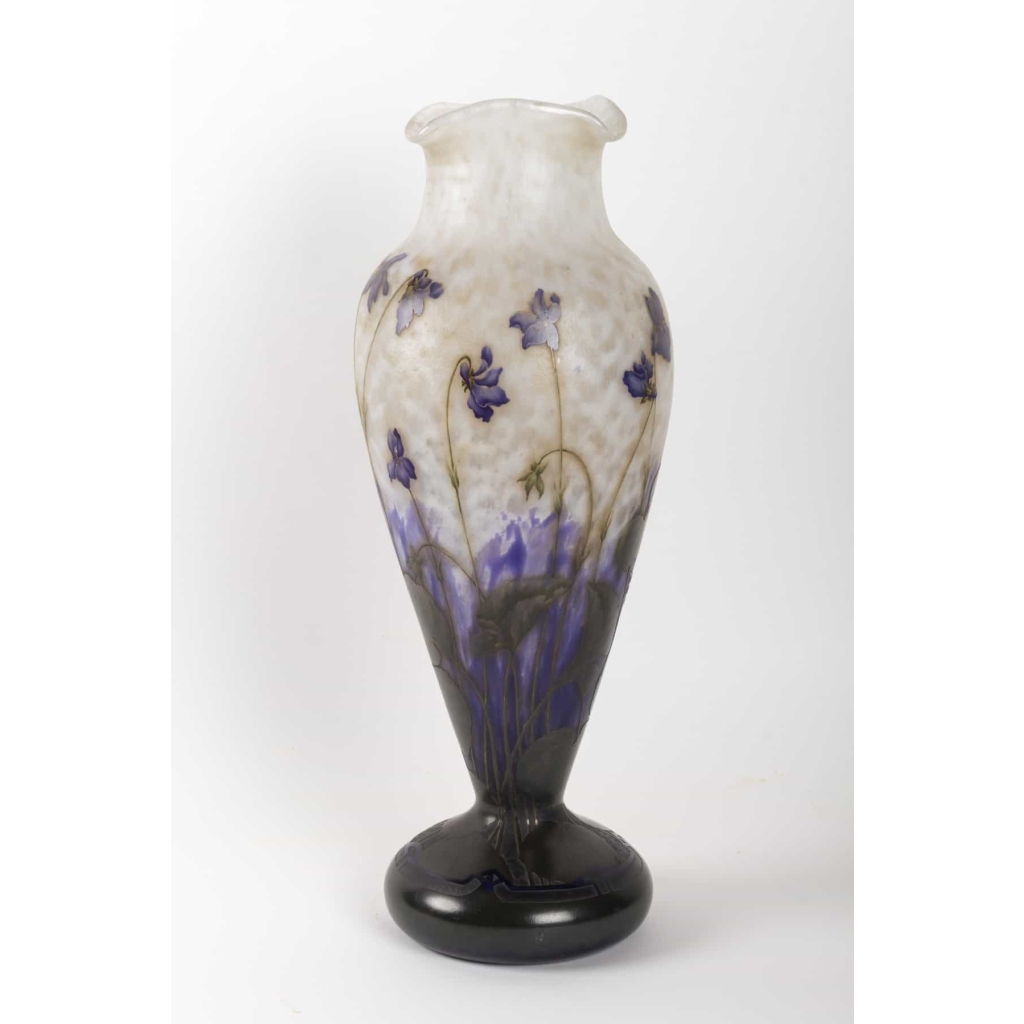 Grand Vase aux violettes, papillon et libellule DAUM Nancy | Biron |||||||||