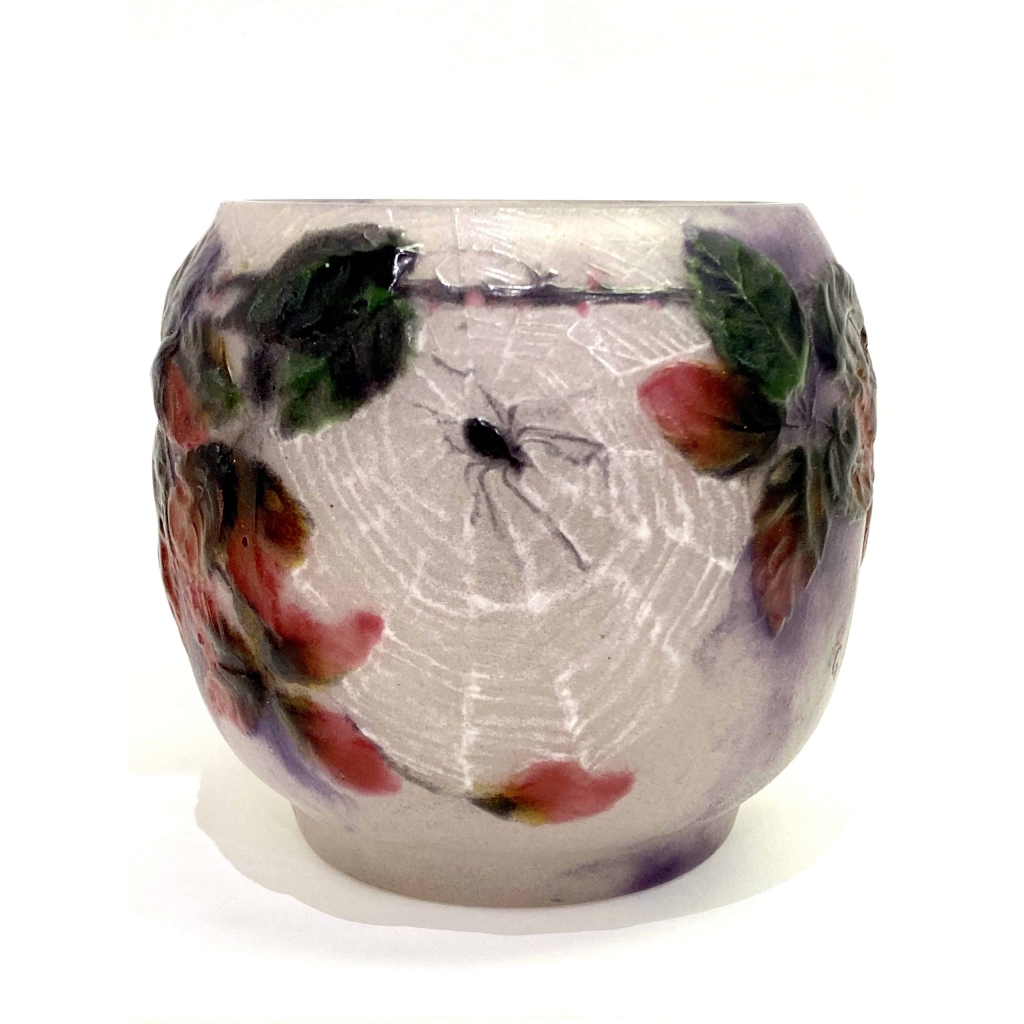 Vase « Araignées et Ronces » pâte de verre violette, rose et blanche de Gabriel ARGY-ROUSSEAU | Biron |||||
