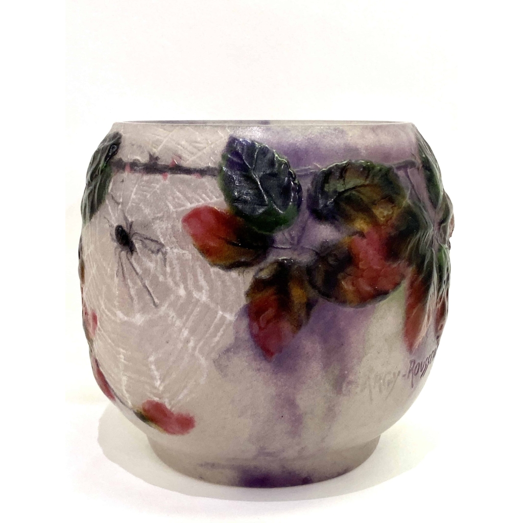 Vase « Araignées et Ronces » pâte de verre violette, rose et blanche de Gabriel ARGY-ROUSSEAU | Biron Vase "Araignées et Ronces" pâte de verre violette, rose et blanche de Gabriel ARGY-ROUSSEAU