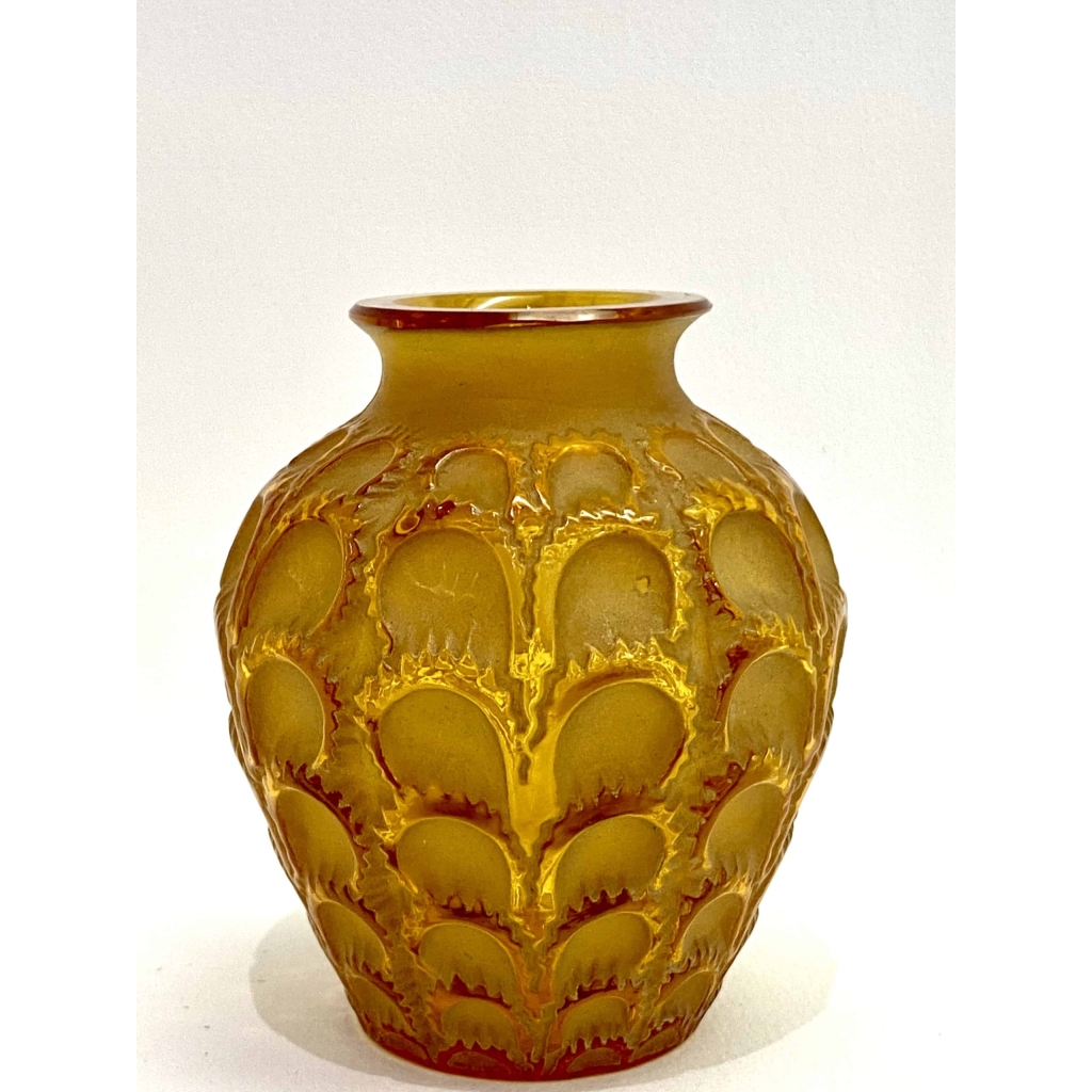 Vase « Laiterons » verre jaune patiné de René LALIQUE | Biron |||