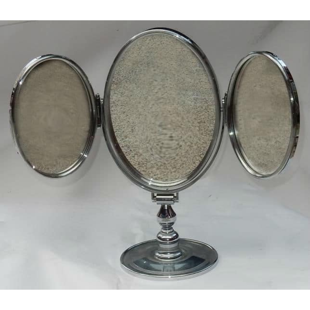 1950′ Miroir De Bijoutier Trypique DLG Jacques Adnet Bronze Nickelé | Biron |||||||||