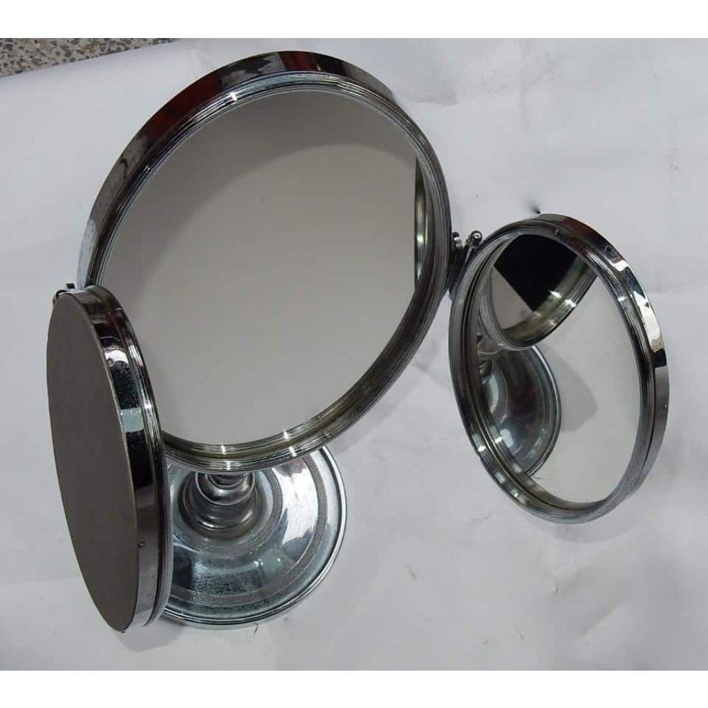 1950′ Miroir De Bijoutier Trypique DLG Jacques Adnet Bronze Nickelé | Biron 1950' Miroir De Bijoutier Trypique DLG Jacques Adnet Bronze Nickelé