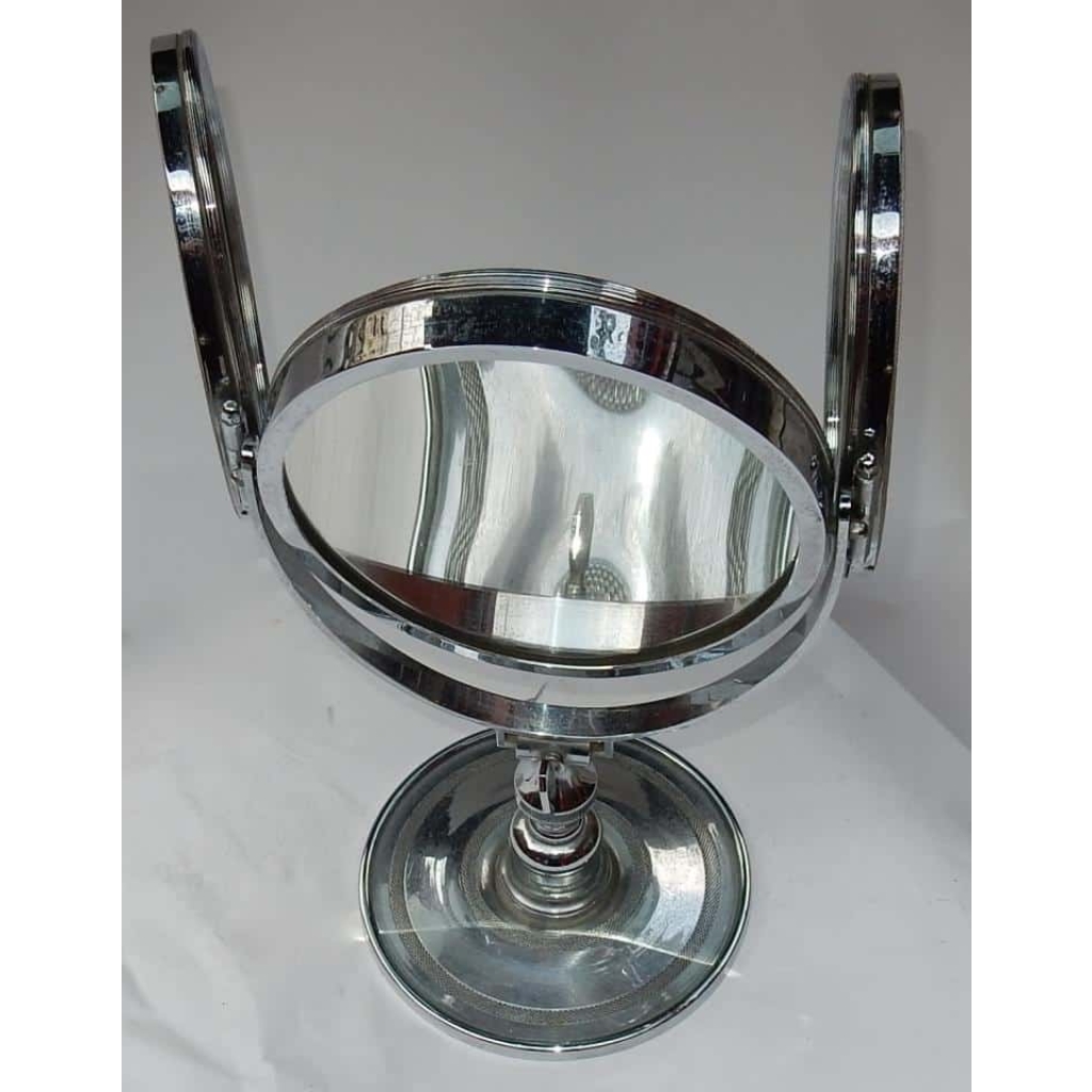 1950′ Miroir De Bijoutier Trypique DLG Jacques Adnet Bronze Nickelé | Biron 1950' Miroir De Bijoutier Trypique DLG Jacques Adnet Bronze Nickelé