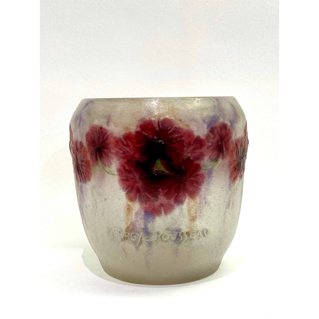 Vase « Géranium » pâte de verre rose, violette et blanche de Gabriel ARGY-ROUSSEAU | Biron |||||