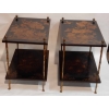 1950′ Paire de Tables Maison Baguès Decor Bambou en Bronze Doré Avec Plateaux Laque de Chine | Biron 1950' Paire de Tables Maison Baguès Decor Bambou en Bronze Doré Avec Plateaux Laque de Chine