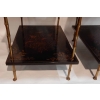 1950′ Paire de Tables Maison Baguès Decor Bambou en Bronze Doré Avec Plateaux Laque de Chine | Biron 1950' Paire de Tables Maison Baguès Decor Bambou en Bronze Doré Avec Plateaux Laque de Chine