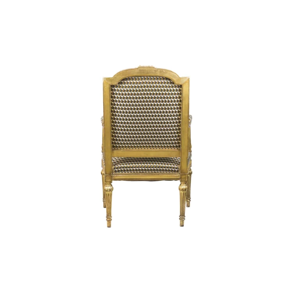 Paire de fauteuils style Louis XVI en bois doré, vers 1880 | Biron Paire de fauteuils style Louis XVI en bois doré, vers 1880