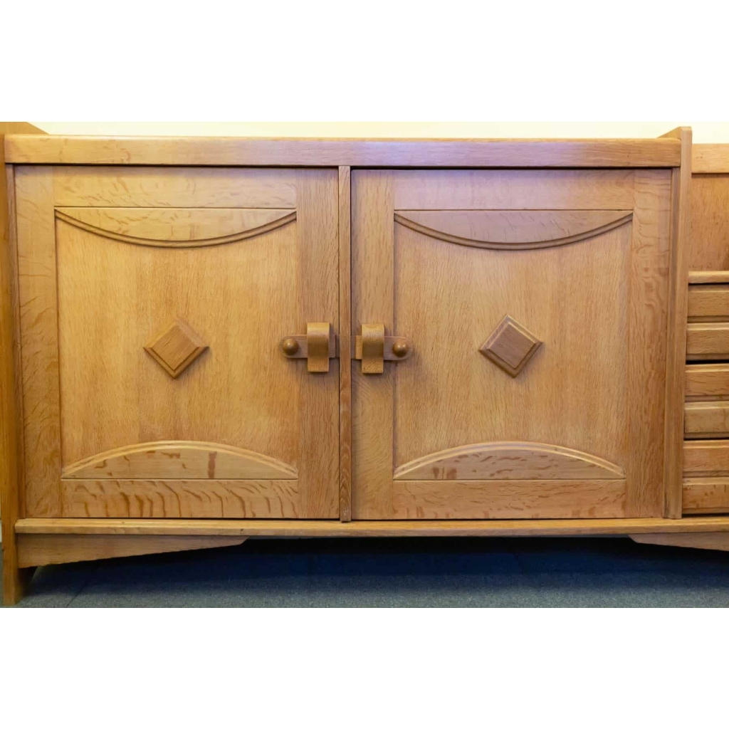 Buffet de Guillerme et Chambron 1960 en chêne à 3 tiroirs