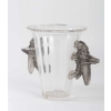 Vase « Grillons » cristal blanc moulé-pressé taillé et patiné gris de René LALIQUE | Biron Vase "Grillons" cristal blanc moulé-pressé taillé et patiné gris de René LALIQUE