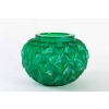 Vase « Languedoc » verre vert émeraude patiné blanc de René LALIQUE | Biron |||||||