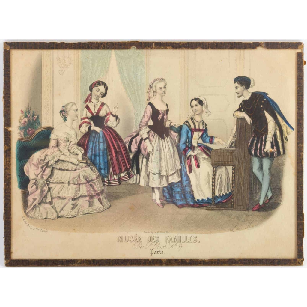 Gravure du 19e siècle sous verre représentant le musée des familles | Biron ||||||