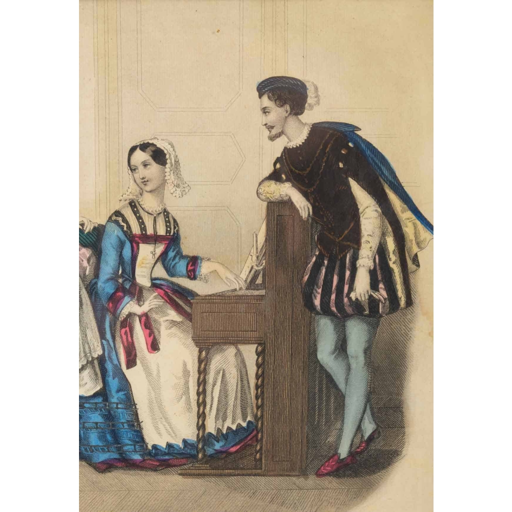 Gravure du 19e siècle sous verre représentant le musée des familles | Biron Gravure du 19e siècle sous verre représentant le musée des familles