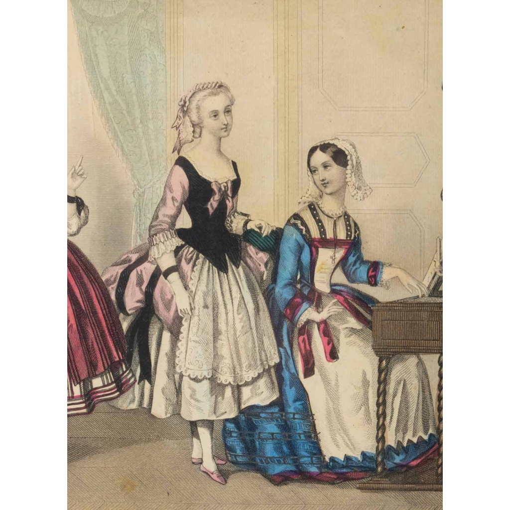 Gravure du 19e siècle sous verre représentant le musée des familles | Biron Gravure du 19e siècle sous verre représentant le musée des familles