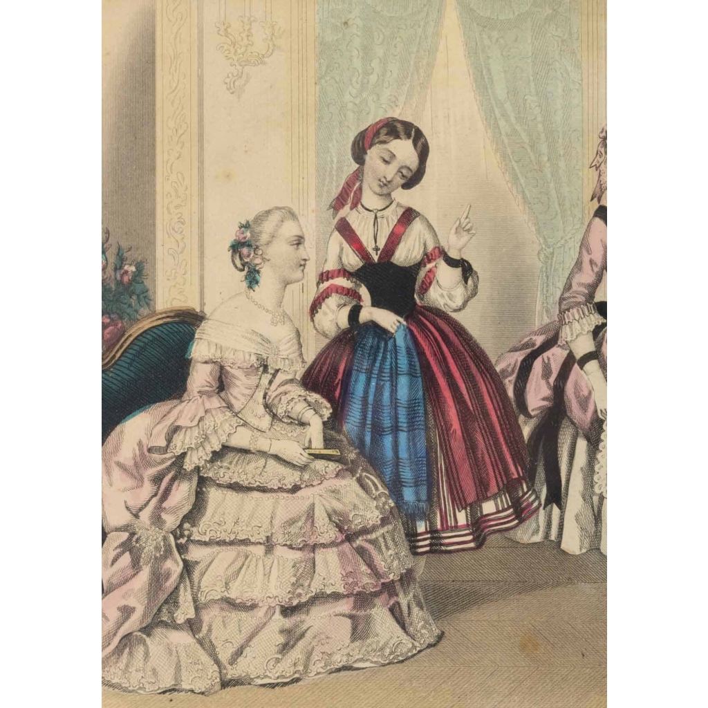 Gravure du 19e siècle sous verre représentant le musée des familles | Biron Gravure du 19e siècle sous verre représentant le musée des familles