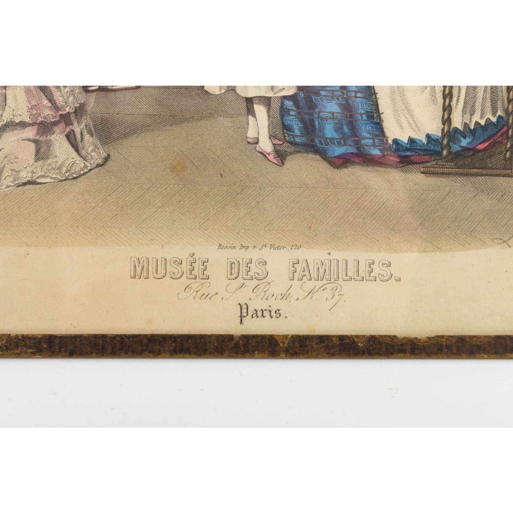 Gravure du 19e siècle sous verre représentant le musée des familles | Biron Gravure du 19e siècle sous verre représentant le musée des familles