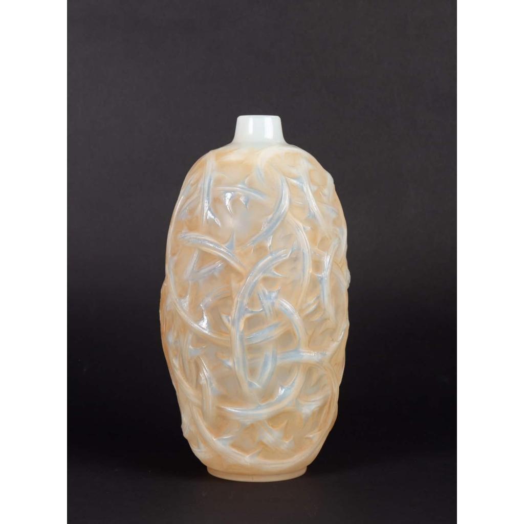 Vase « Ronces » verre opalescent patiné sépia de René LALIQUE | Biron ||||||