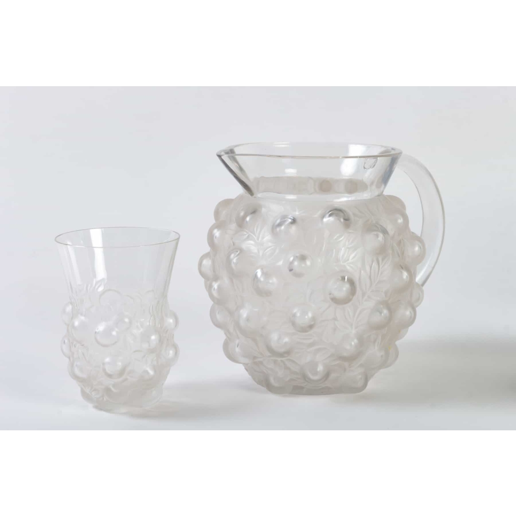 Service à Orangeade « Sétubal » en verre blanc de René LALIQUE | Biron Service à Orangeade "Sétubal" en verre blanc de René LALIQUE