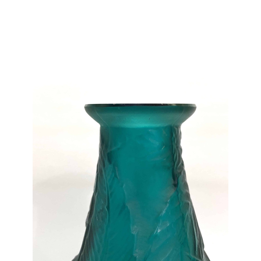 Vase « Sauges » verre vert canard de René LALIQUE | Biron Vase "Sauges" verre vert canard de René LALIQUE