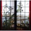 PAIRE DE VITRAUX, IRIS, CLEMATITE ET NENUPHAR | Biron PAIRE DE VITRAUX, IRIS, CLEMATITE ET NENUPHAR