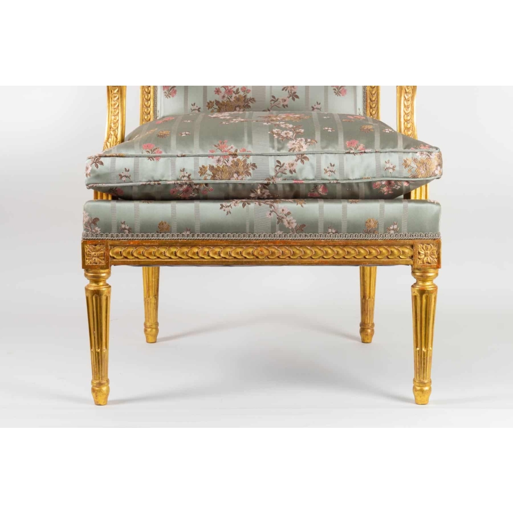 Paire de Fauteuils en bois doré de style Louis XVI fin 19e siècle | Biron Paire de Fauteuils en bois doré de style Louis XVI fin 19e siècle