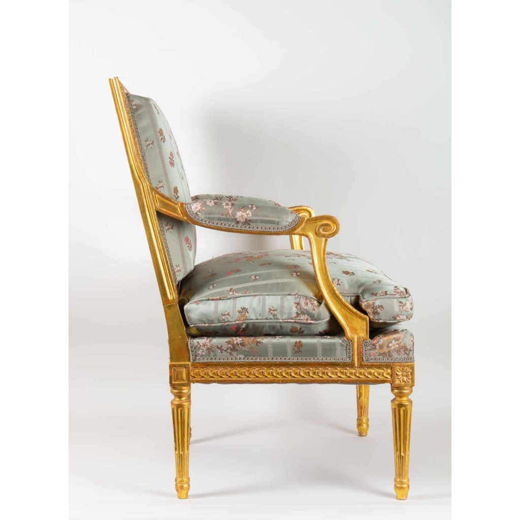 Paire de Fauteuils en bois doré de style Louis XVI fin 19e siècle | Biron Paire de Fauteuils en bois doré de style Louis XVI fin 19e siècle