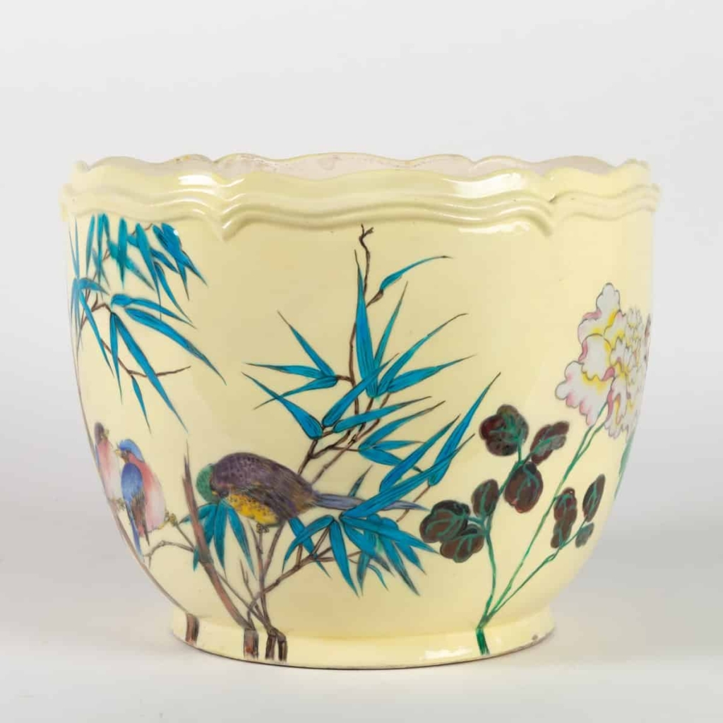 Cache-pot aux oiseaux et fleurs de Théodore DECK ( 1823-1891) | Biron |||||||