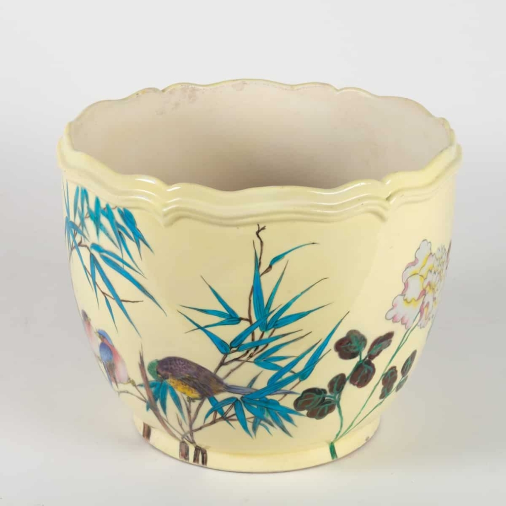 Cache-pot aux oiseaux et fleurs de Théodore DECK ( 1823-1891) | Biron Cache-pot aux oiseaux et fleurs de Théodore DECK ( 1823-1891)