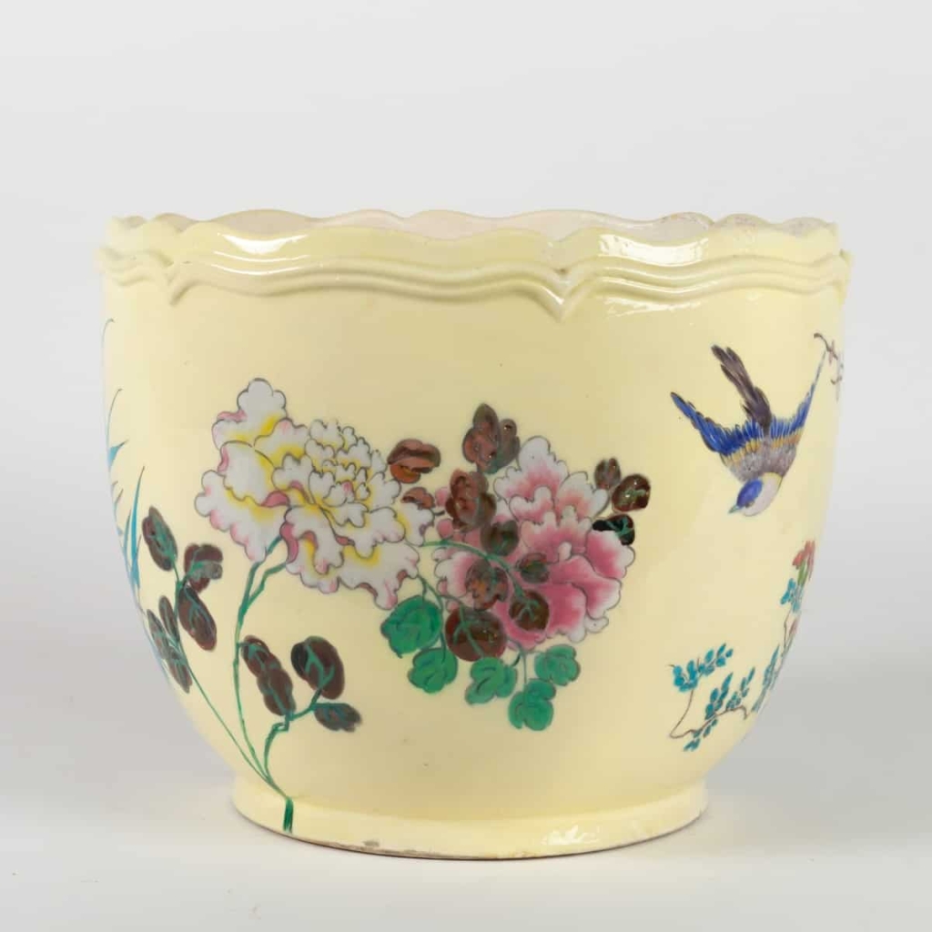 Cache-pot aux oiseaux et fleurs de Théodore DECK ( 1823-1891) | Biron Cache-pot aux oiseaux et fleurs de Théodore DECK ( 1823-1891)
